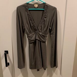 Ella Moss Long Gray Tie-Back Top from Anthropologie
